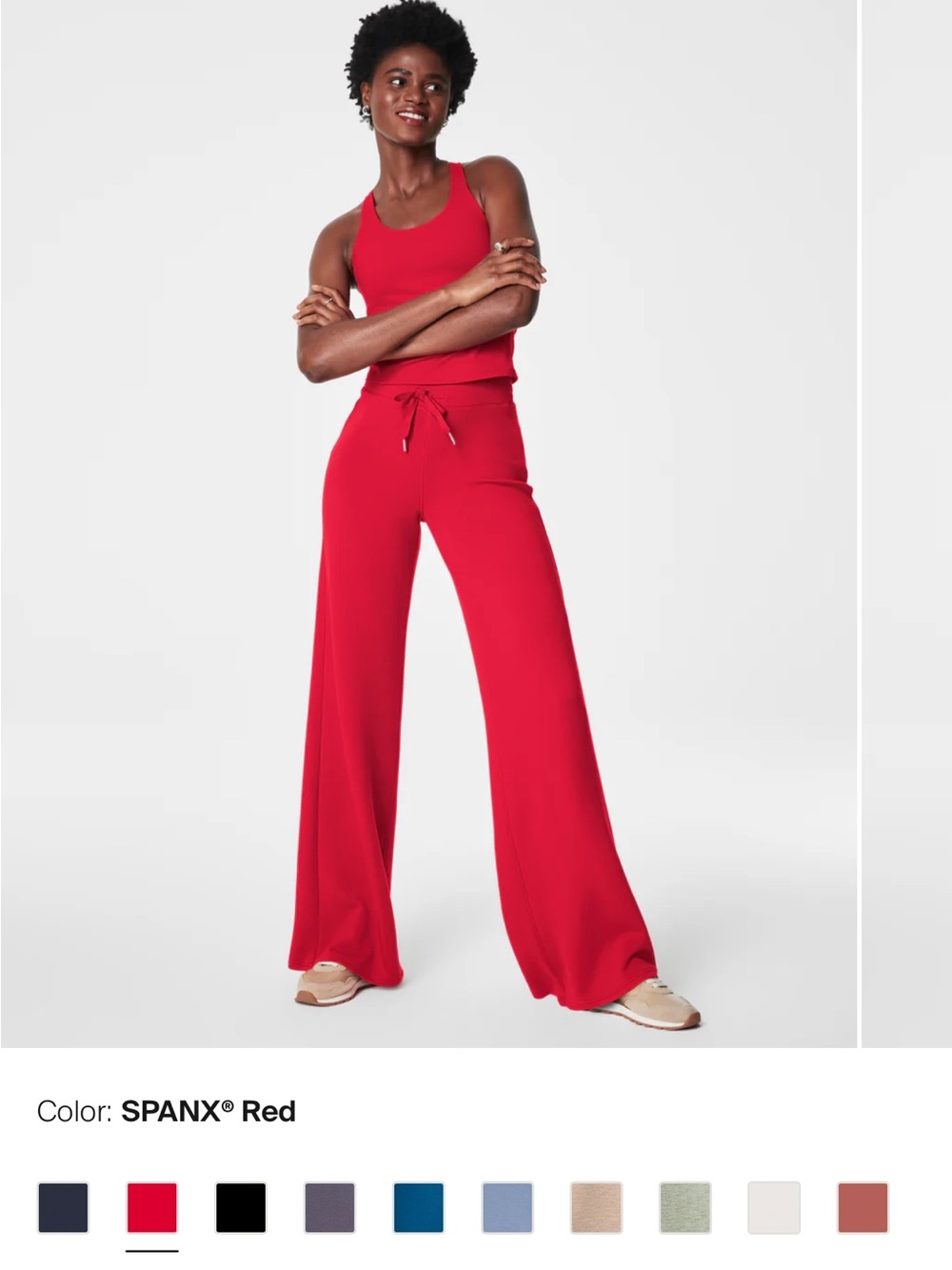 SPANX Red Wide-Leg Drawstring Lounge Pants